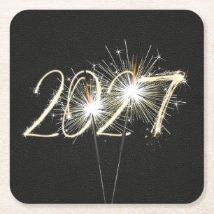Posavasos Cuadrado De Papel Luces de Año Nuevo 2027