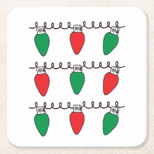 Posavasos Cuadrado De Papel Luces de cadena Navidades de dibujo Dibujo de bomb