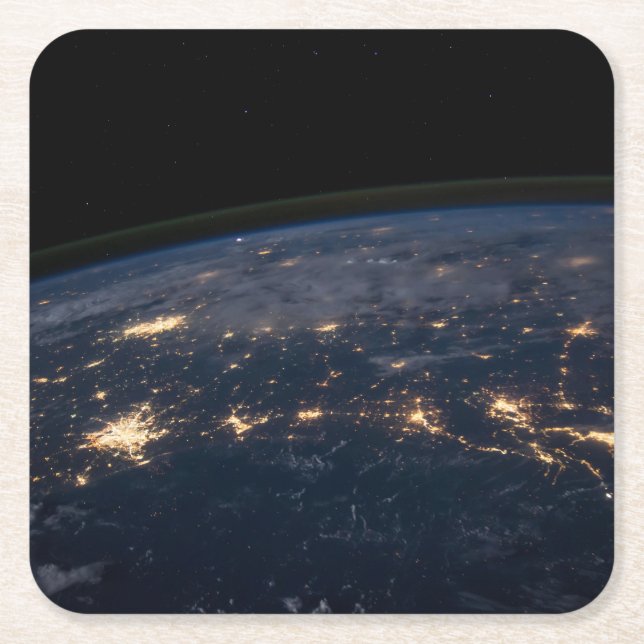 Posavasos Cuadrado De Papel Luces De La Ciudad Del Sur De Estados Unidos. (Anverso)