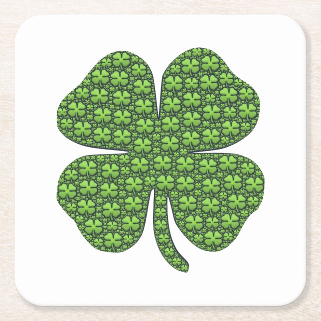 Posavasos Cuadrado De Papel Lucky Irish Clover (Anverso)