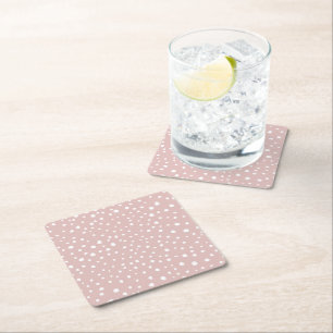 Posavasos Cuadrado De Papel Lugares dálmatas rosados, puntos dálmatas, impresi