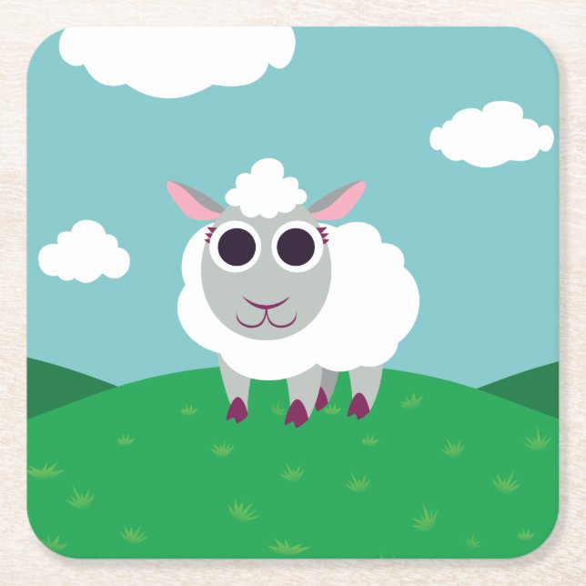 Posavasos Cuadrado De Papel Lulu las ovejas (Anverso)