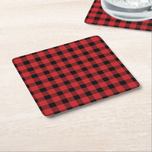 Posavasos Cuadrado De Papel Lumberjack Red Buffalo Country Plaid