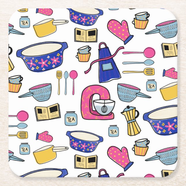 Posavasos Cuadrado De Papel Luminoso utensilios de cocina Fabricante de pastel (Anverso)