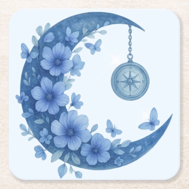 Posavasos Cuadrado De Papel Luna Crescent mística (Anverso)
