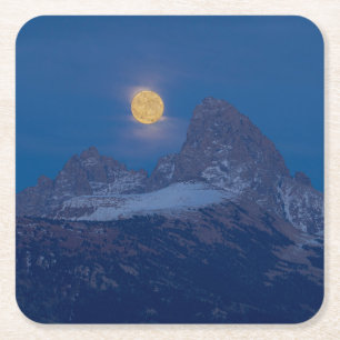 Posavasos Cuadrado De Papel Luna Llena Creciente   Grand Teton Driggs, Idaho