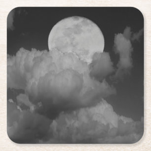 Posavasos Cuadrado De Papel Luna y nubes sobre Kansas