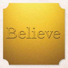 Posavasos Cuadrado De Papel Luxe Gold Believe Coaster Set