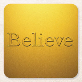 Posavasos Cuadrado De Papel Luxe Gold Believe Coaster Set