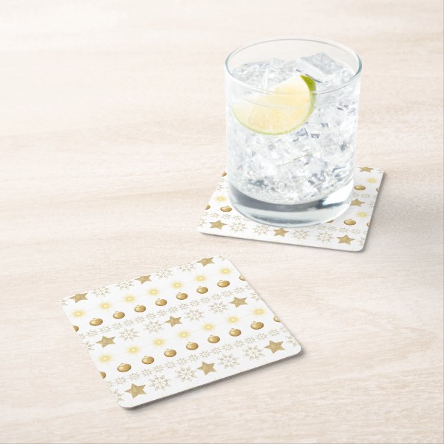 Posavasos Cuadrado De Papel Luxury Gold and White Luxury Festive (In situ)