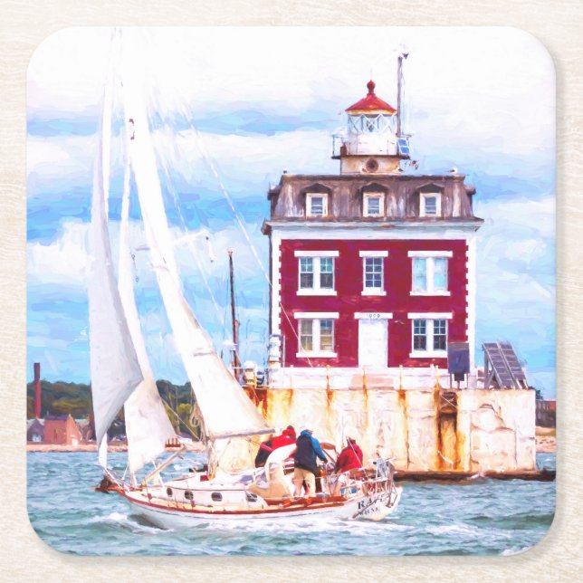 Posavasos Cuadrado De Papel Luz de borde de paso (Anverso)