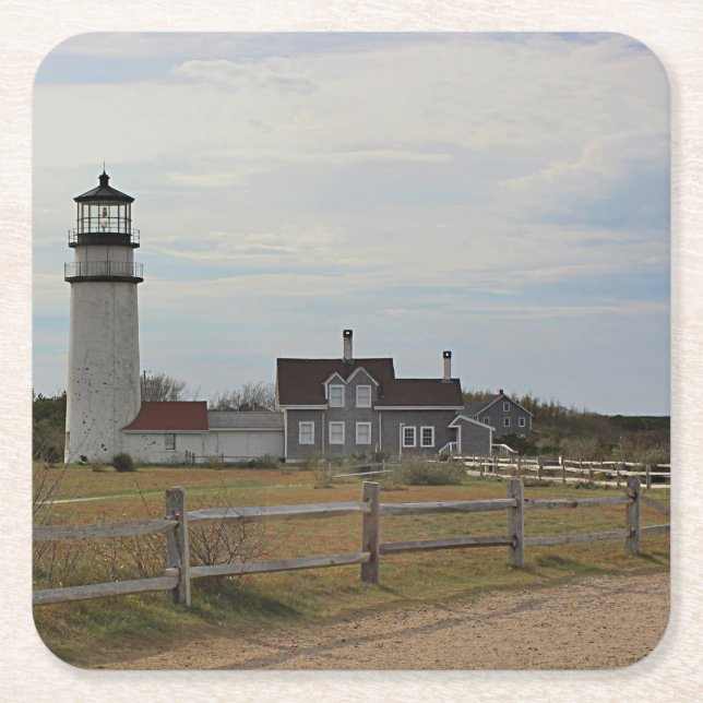 Posavasos Cuadrado De Papel Luz de Cape Cod (Anverso)