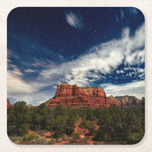 Posavasos Cuadrado De Papel Luz de luna sobre Sedona, Arizona