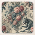 Posavasos Cuadrado De Papel Lycans & Lullabies – Gothic Victorian Design<br><div class="desc">In a tangle of velvet florals and baroque filigree, beasts stir beneath the petals. Lycans & Lullabies captures the uneasy hush before the howl—horned figures watch from the shadows as a snarling creature prepares to sing its own dark lullaby. Beauty deceives. Teeth remember. Perfect for those who cradle chaos in...</div>