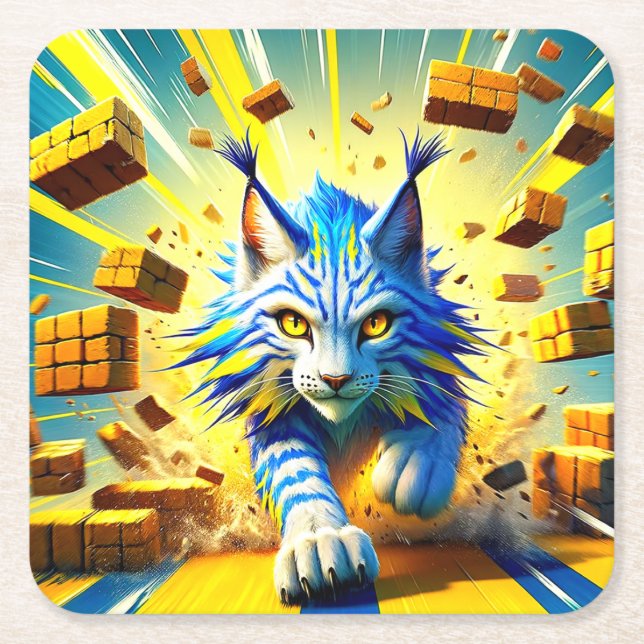 Posavasos Cuadrado De Papel Lynx (Anverso)