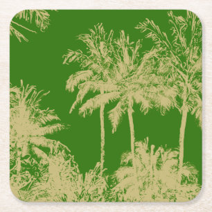 Posavasos Cuadrado De Papel Macena Beach Hawaiian Sketchy Palms