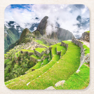 Posavasos Cuadrado De Papel Machu Picchu, cusco - Perú, personalizado de la P