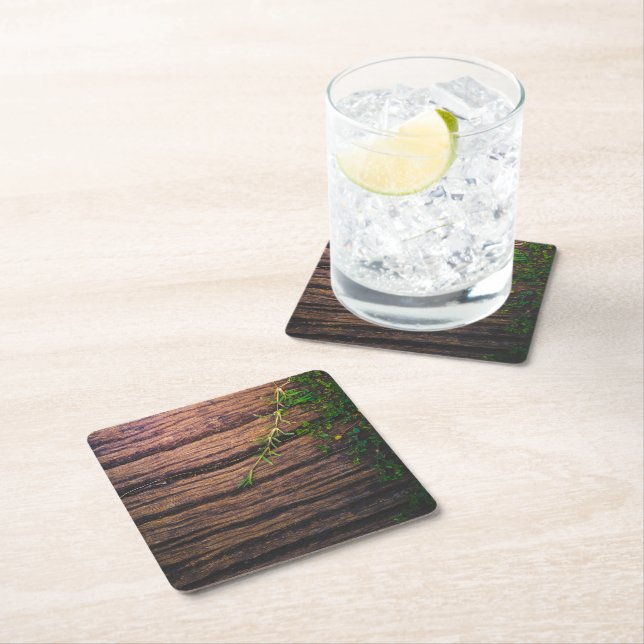 Posavasos Cuadrado De Papel madera antigua (In situ)