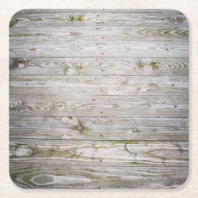 Posavasos Cuadrado De Papel Madera vieja del muelle (Anverso)