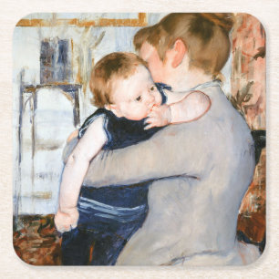 Posavasos Cuadrado De Papel Madre e hijo, Mary Cassatt