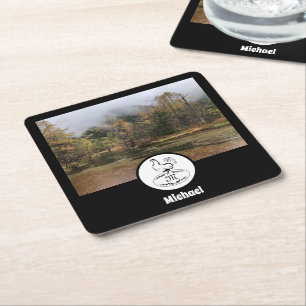 Posavasos Cuadrado De Papel Madre Hen Nesting Name Tag Egg Photo