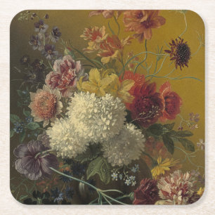Posavasos Cuadrado De Papel Maestro Floral Holandés Antiguo Georgius van Os 18