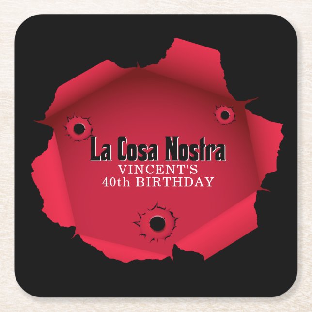 Posavasos Cuadrado De Papel Mafia temática (Anverso)