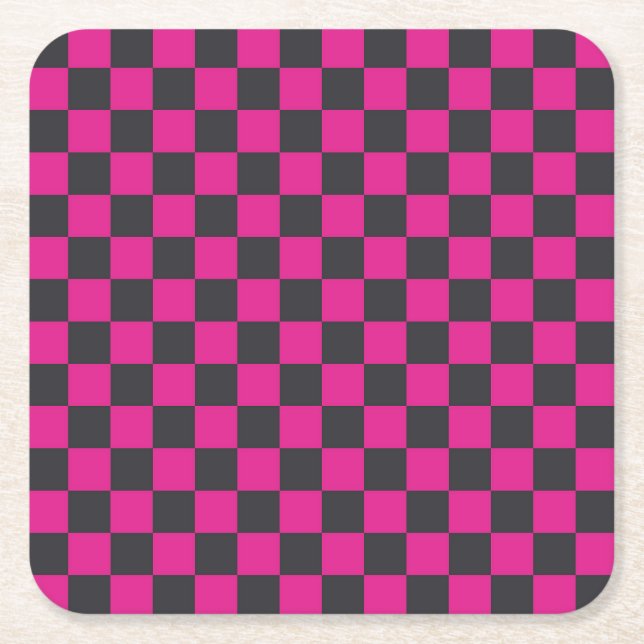 Posavasos Cuadrado De Papel Magenta and smoke checkerboard pattern (Anverso)