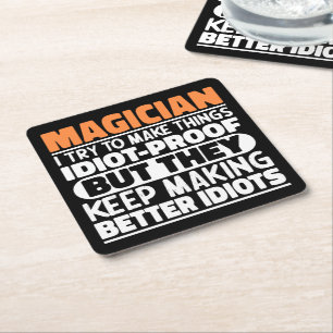 Posavasos Cuadrado De Papel Magician Intento Hacer Cosas Graciosas Citas Magic