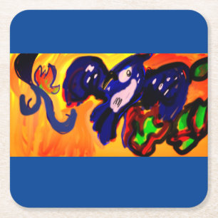 Posavasos Cuadrado De Papel Magnet de oro azul Jay Autumn Save The Date