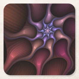 Posavasos Cuadrado De Papel Magnífico Resumen Brillante Fractal a rayas