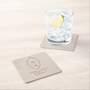 Posavasos Cuadrado De Papel Magnolia Line Art Ornate