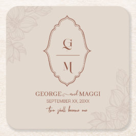 Posavasos Cuadrado De Papel Magnolia Line Art Ornate