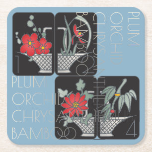 Posavasos Cuadrado De Papel Mah Jongg Basket Coasters