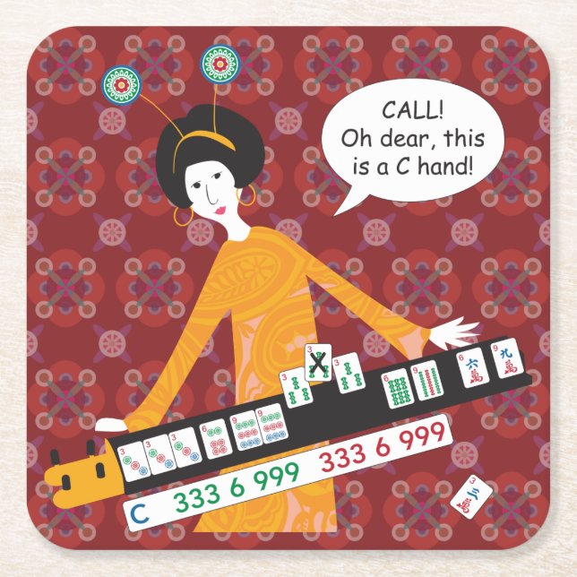 Posavasos Cuadrado De Papel Mah Jongg C Hand Coasters (Anverso)