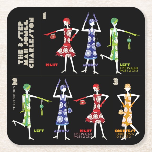 Posavasos Cuadrado De Papel Mah Jongg Charleston (Anverso)