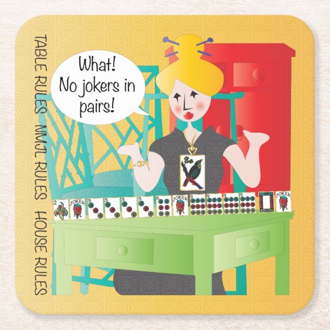 Posavasos Cuadrado De Papel Mah Jongg dice no bromas (Anverso)