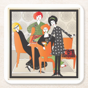 Posavasos Cuadrado De Papel Mah Jongg Game Coasters