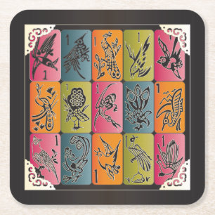 Posavasos Cuadrado De Papel Mah Jongg One Bams