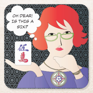 Posavasos Cuadrado De Papel Mah Jongg Sayings Cracks Coaster