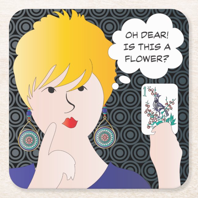 Posavasos Cuadrado De Papel Mah Jongg Sayings One Bam Coaster (Anverso)