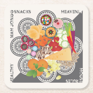 Posavasos Cuadrado De Papel Mah Jongg Snacks Coaster