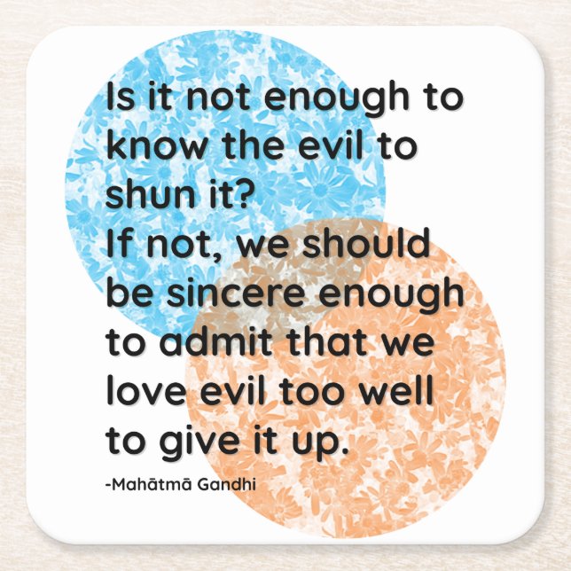 Posavasos Cuadrado De Papel Mahatma Gandhi renuncia a citas (Anverso)