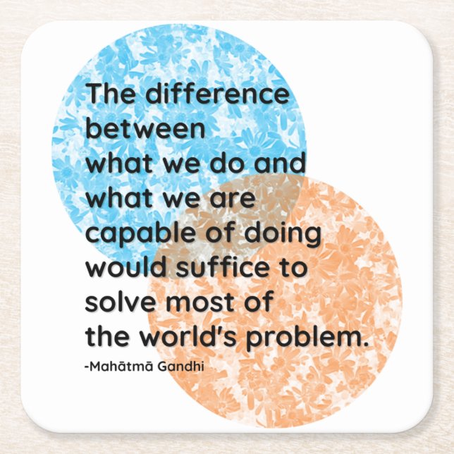 Posavasos Cuadrado De Papel Mahatma Gandhi Somos citas (Anverso)