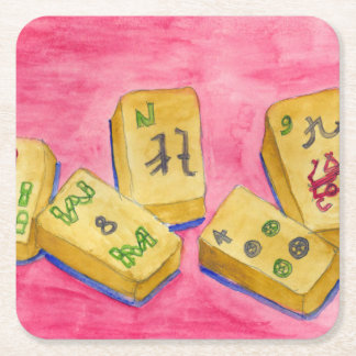 Posavasos Cuadrado De Papel Mahjong