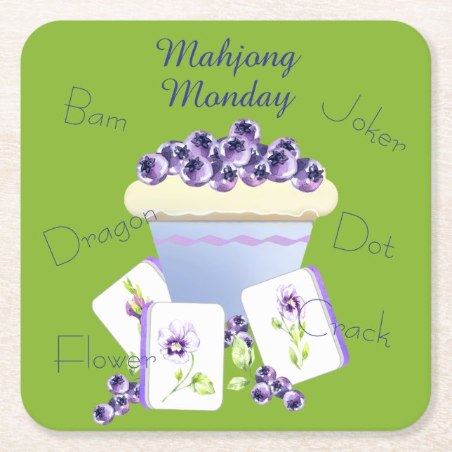 Posavasos Cuadrado De Papel Mahjong Tiles Paper Coaster (Anverso)