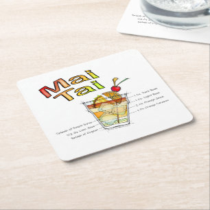 POSAVASOS CUADRADO DE PAPEL MAI TAI COCKTAIL RECIBE ART