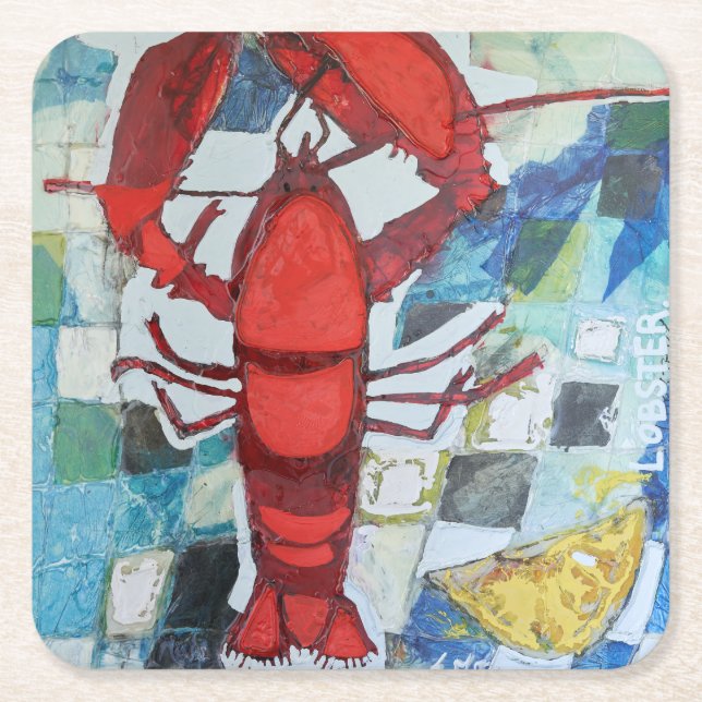 Posavasos Cuadrado De Papel Maine Lobster (Anverso)