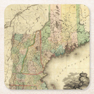 Posavasos Cuadrado De Papel Maine, New Hampshire, Vermont, Massachusetts