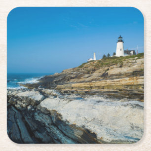 Posavasos Cuadrado De Papel Maine, Pemaquid Point, Faro de Pemaquid Point